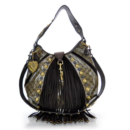 Gucci Crystal Monogram Fringe Babouska Hobo 1 of 8