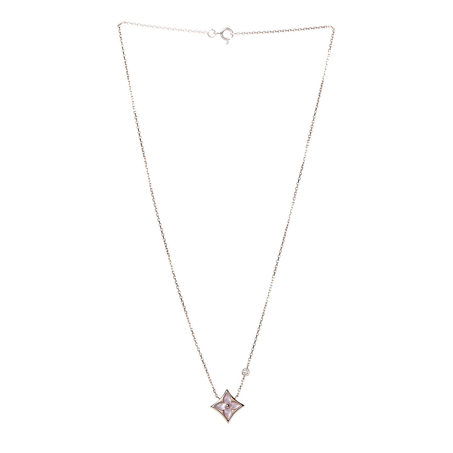 Louis Vuitton 18K Pink Gold Diamond Pink Mother of Pearl Color Blossom BB Star Pendant Necklace 3 of 7