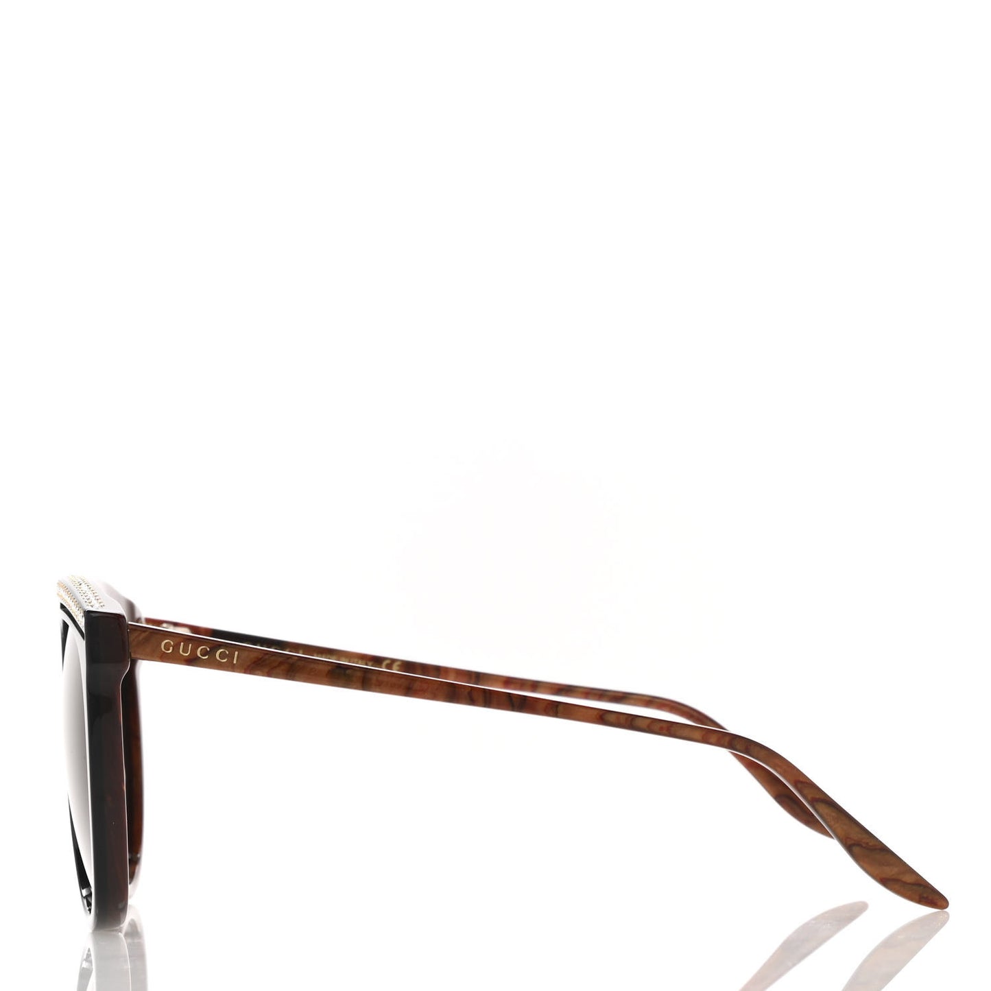 Aviator Crystal Brow Sunglasses GG0732S Havana Brown