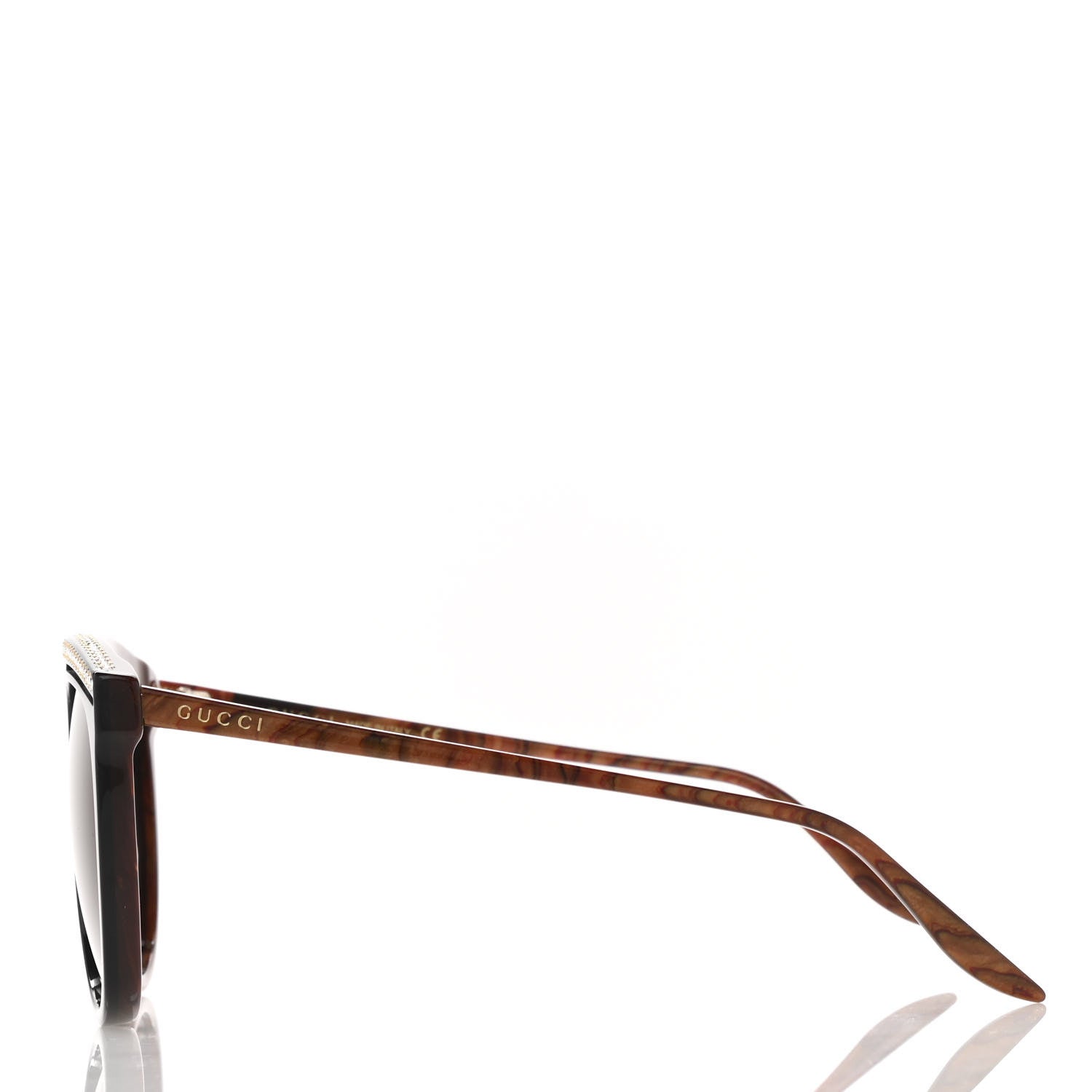 Gucci Aviator Crystal Brow Sunglasses GG0732S Havana Brown 3 of 10