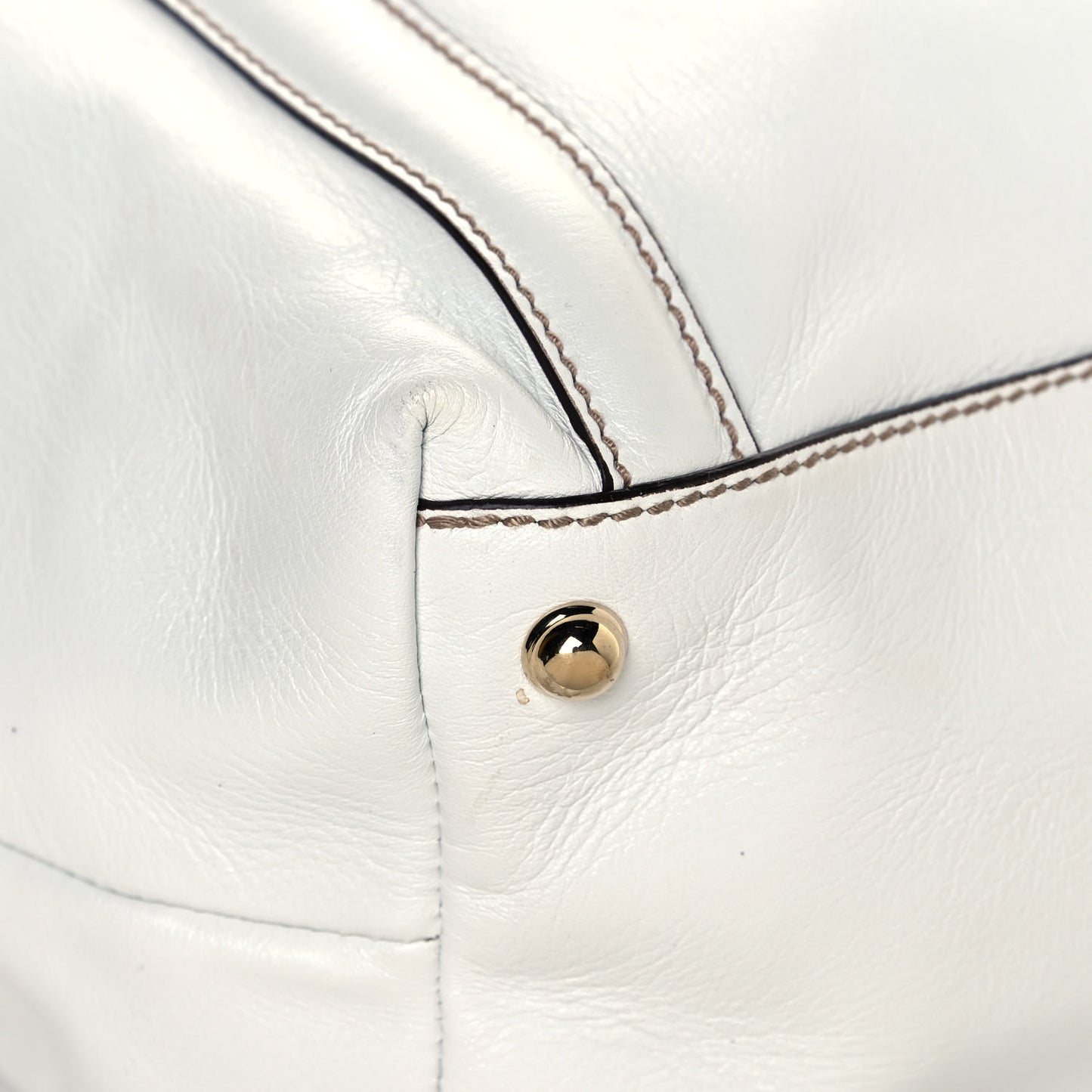 Calfskin Large Britt Shoulder Bag Off White