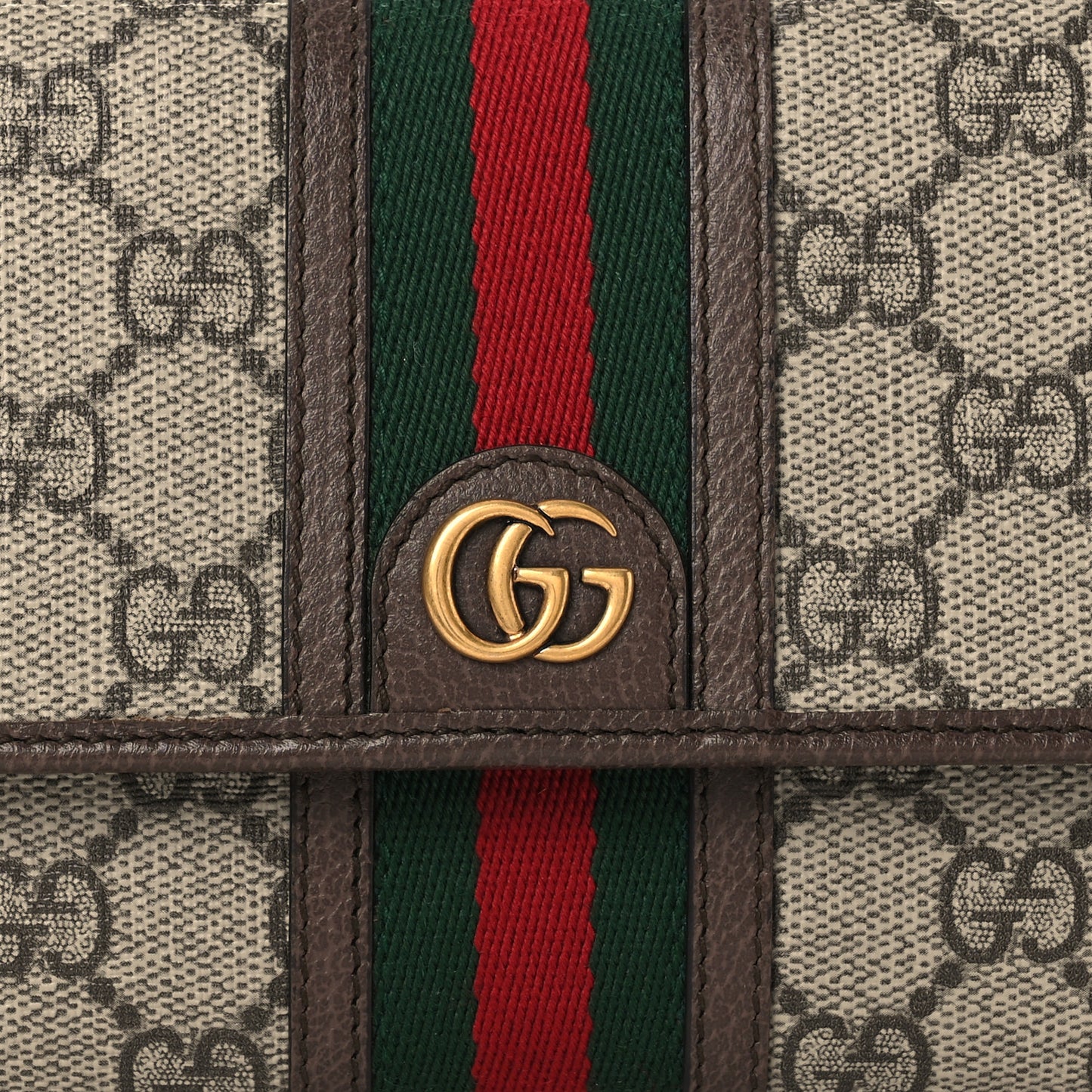 GG Supreme Monogram Web Ophidia Crossbody Wallet Beige New Acero