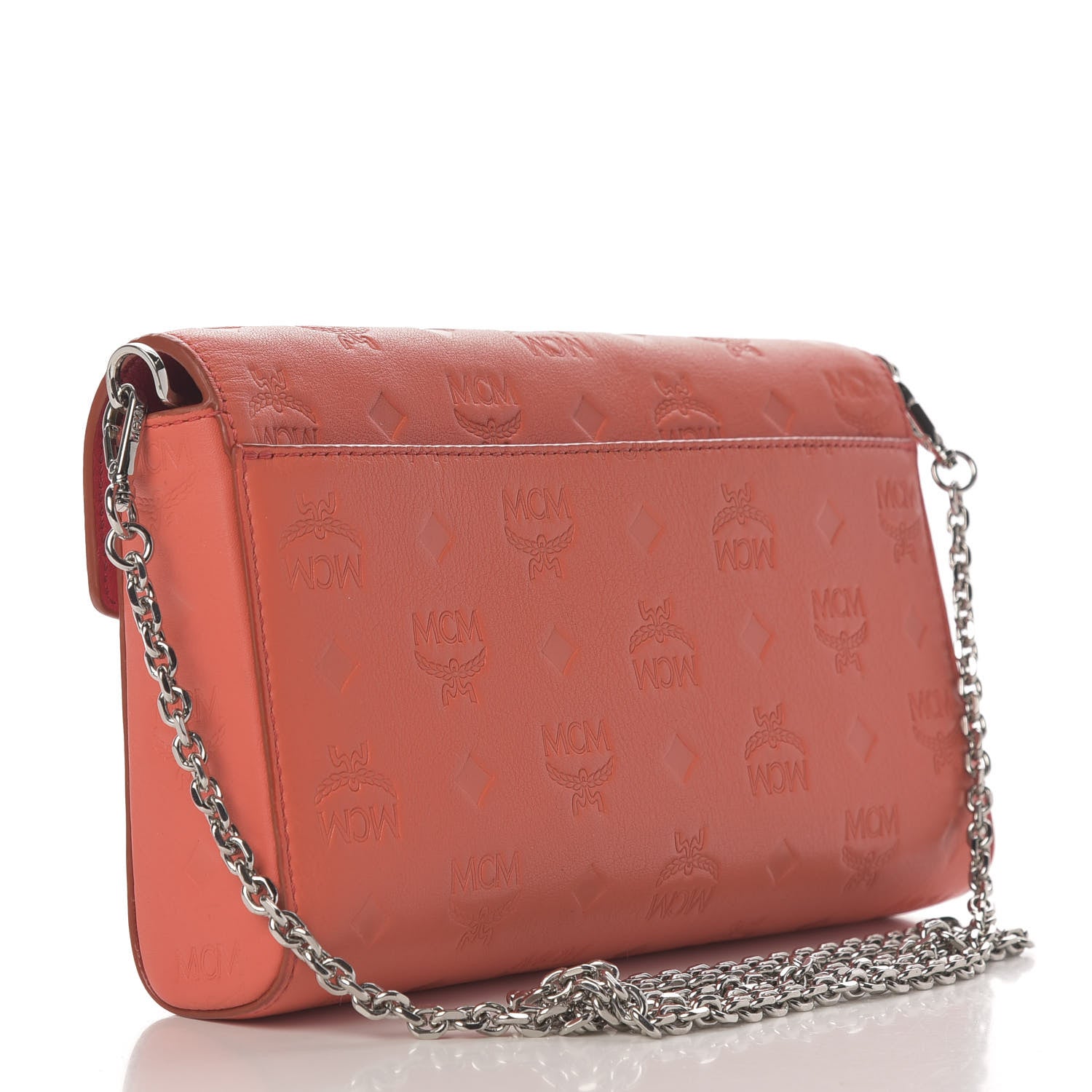 MCM Calfskin Ottomar Monogram Medium Millie Crossbody Bag Hot Coral 3 of 9
