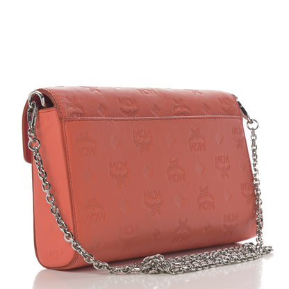 MCM Calfskin Ottomar Monogram Medium Millie Crossbody Bag Hot Coral 3 of 9