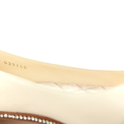Chanel Patent Lambskin Crystal CC Cap Toe Ballerina Flats 39 Beige Black 10 of 11