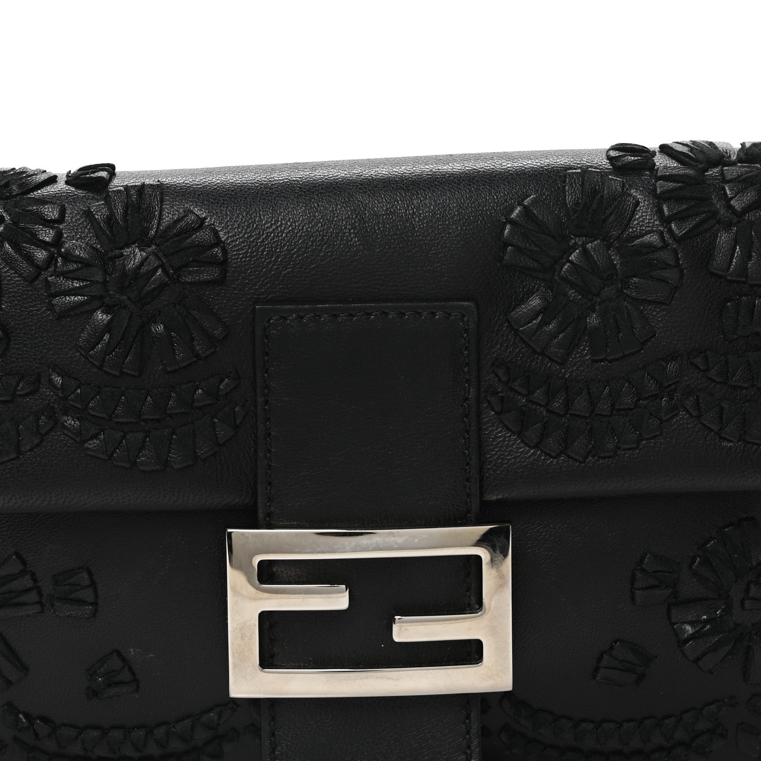 Fendi Nappa Floral Embroidered Baguette Black 8 of 10
