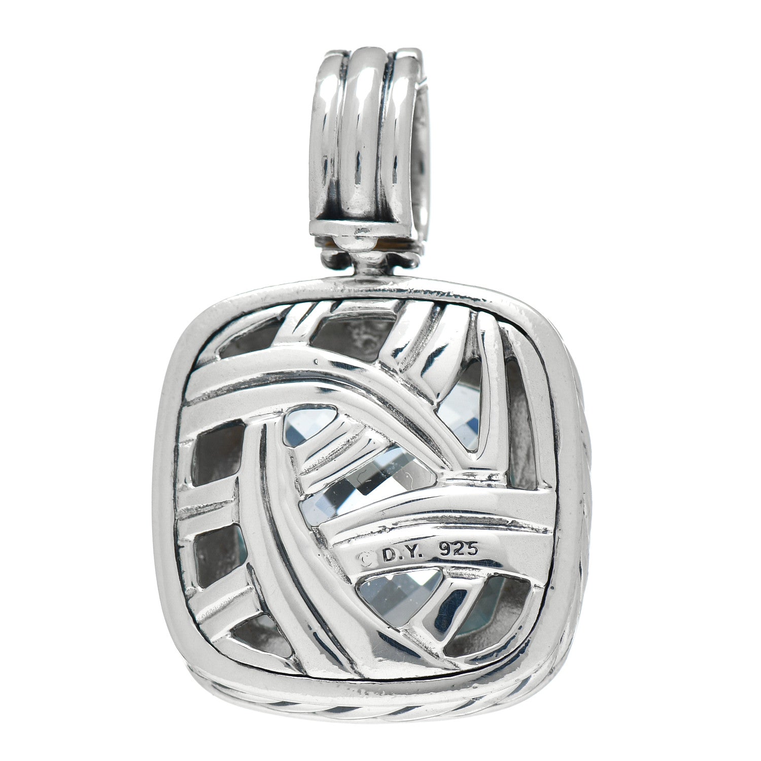 David Yurman Sterling Silver Blue Topaz 14mm Albion Enhancer Pendant 3 of 3
