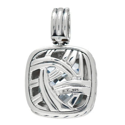 David Yurman Sterling Silver Blue Topaz 14mm Albion Enhancer Pendant 3 of 3
