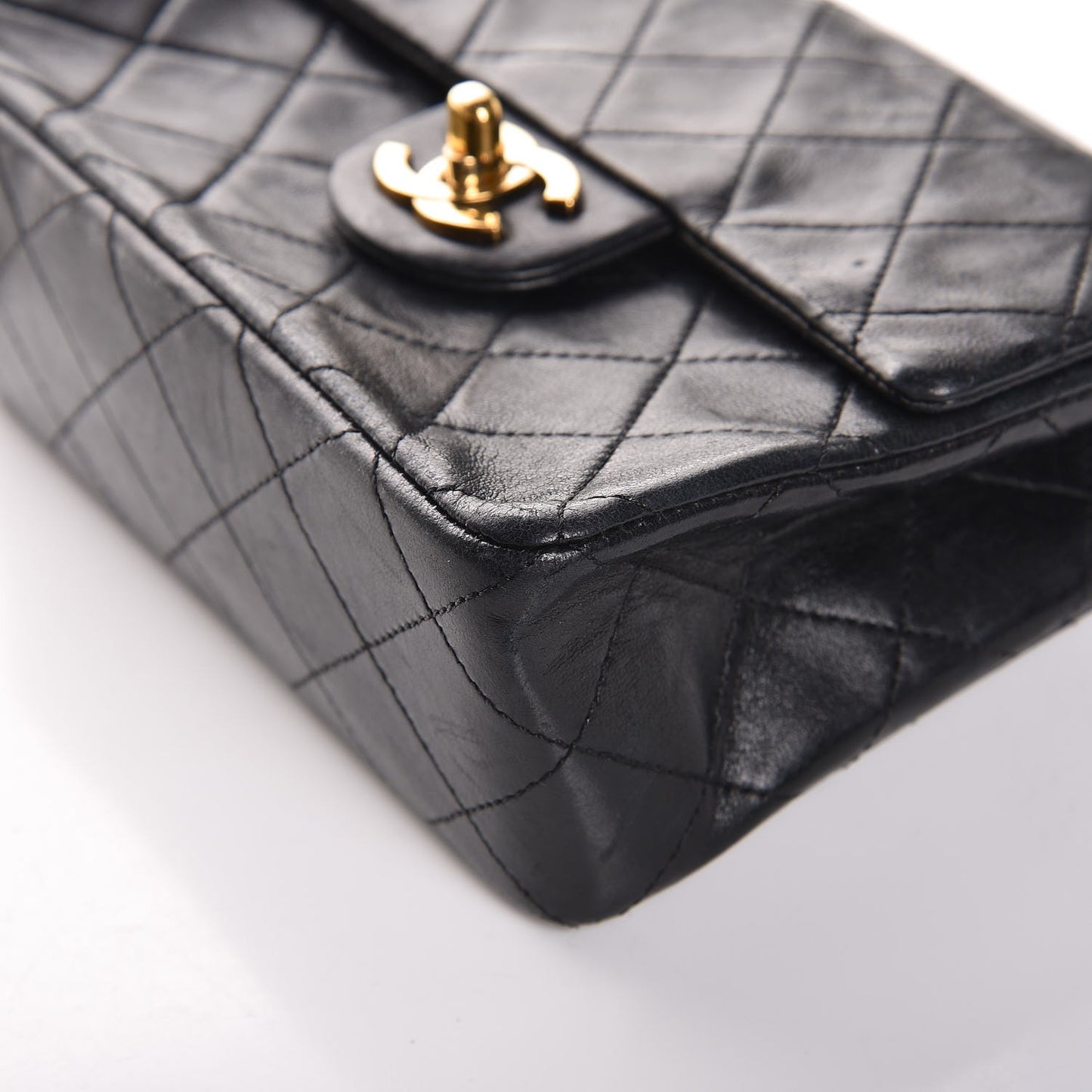 Lambskin Quilted Mini Square Flap Black