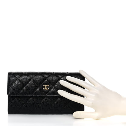 Chanel Caviar Quilted Large Gusset Flap Wallet Black 2 of 13