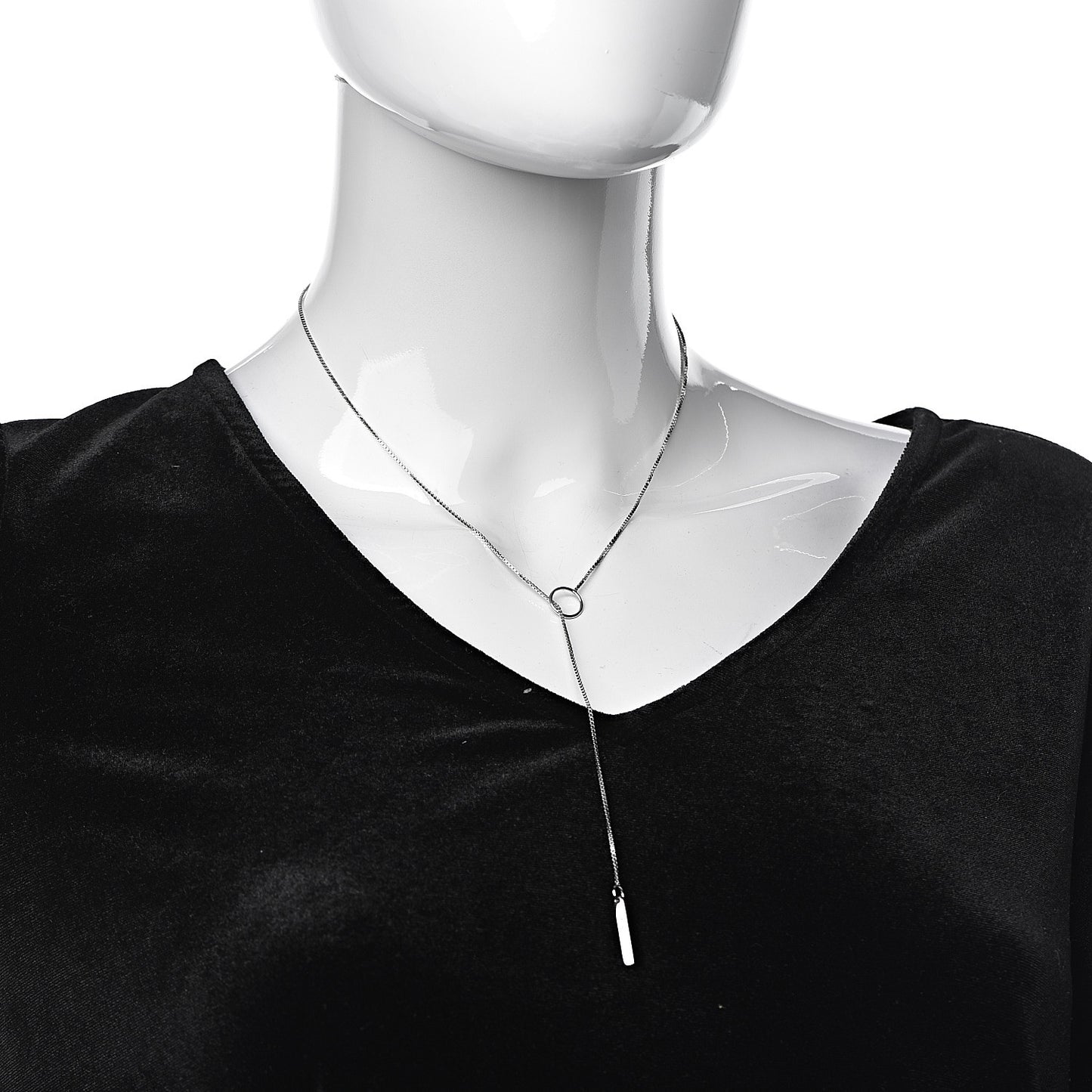 18K White Gold 20mm Lariat Necklace