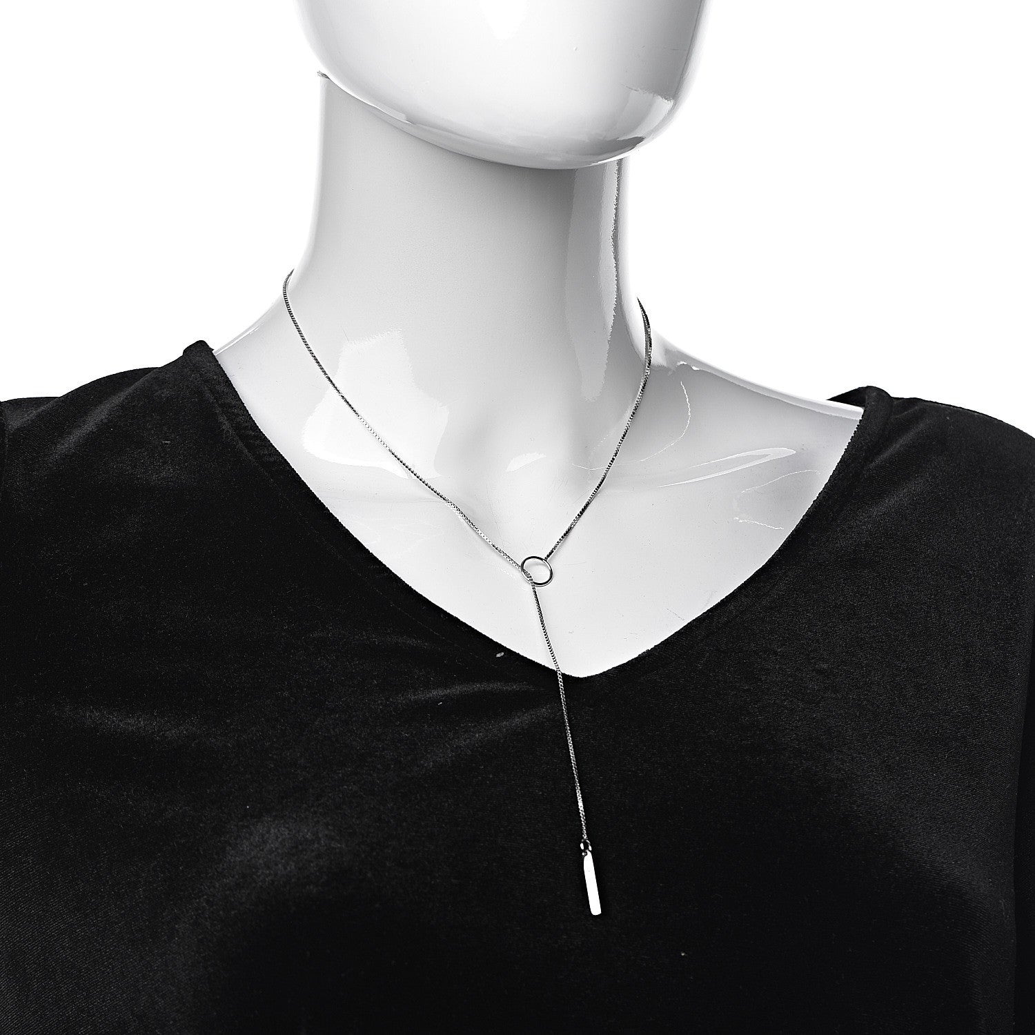 Gucci 18K White Gold 20mm Lariat Necklace 2 of 9