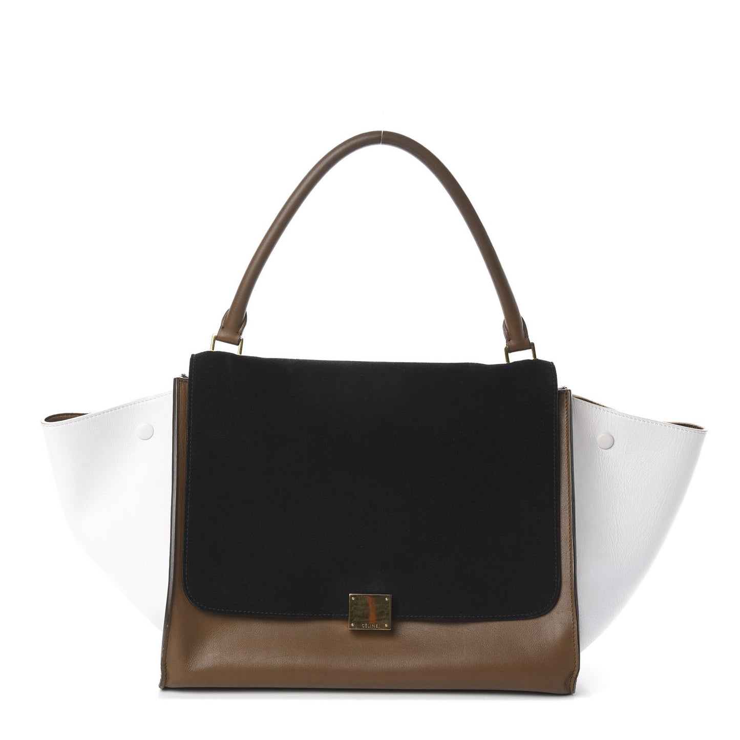 Smooth Calfskin Suede Large Tri-Color Trapeze Black