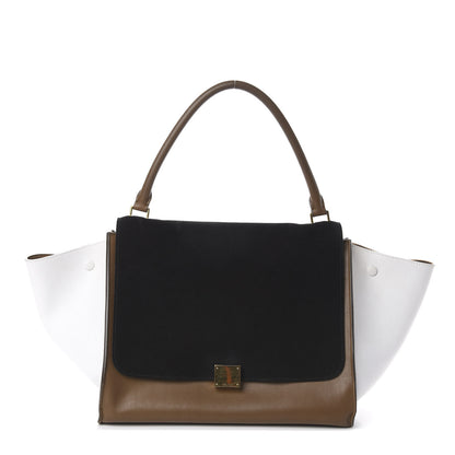 Celine Smooth Calfskin Suede Large Tri-Color Trapeze Black 1 of 8