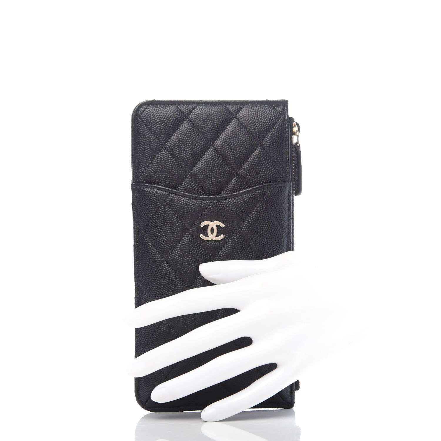 Chanel Caviar Quilted Classic Flat Wallet Pouch Black 2 of 7