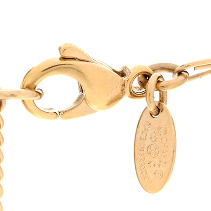 Chanel Glitter Resin Crystal CC Necklace Gold Blue 5 of 7