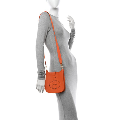 Hermes Taurillon Clemence Evelyne TPM Orange 2 of 11