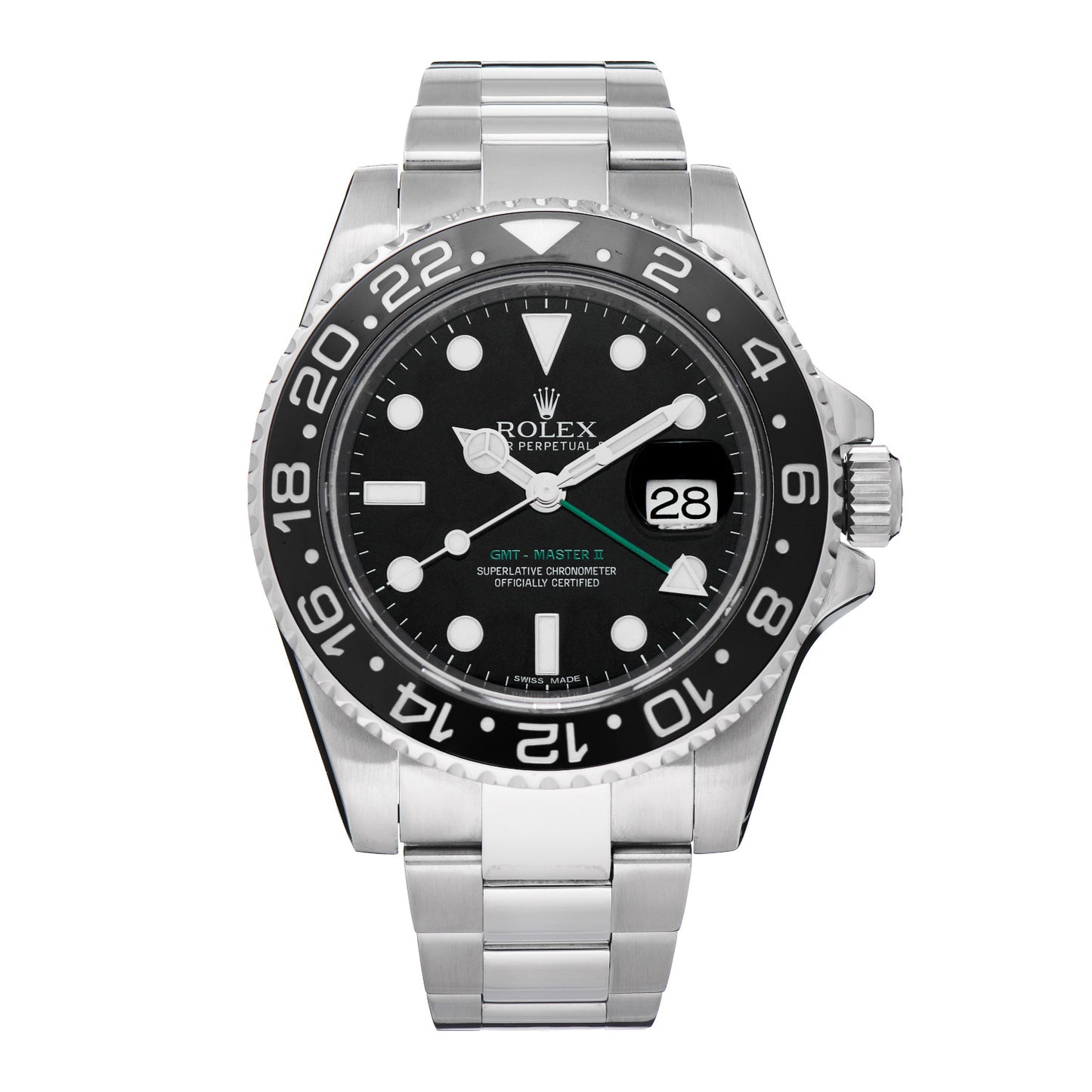 Stainless Steel 40mm Oyster Perpetual Date GMT Master II Watch Black 116710LN