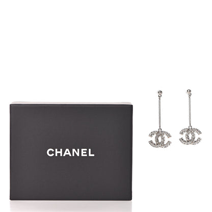 Chanel Baguette Crystal CC Dangle Earrings Silver 5 of 5