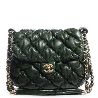 Chanel Lambskin Bubble Quilt Flap Green 1 of 8