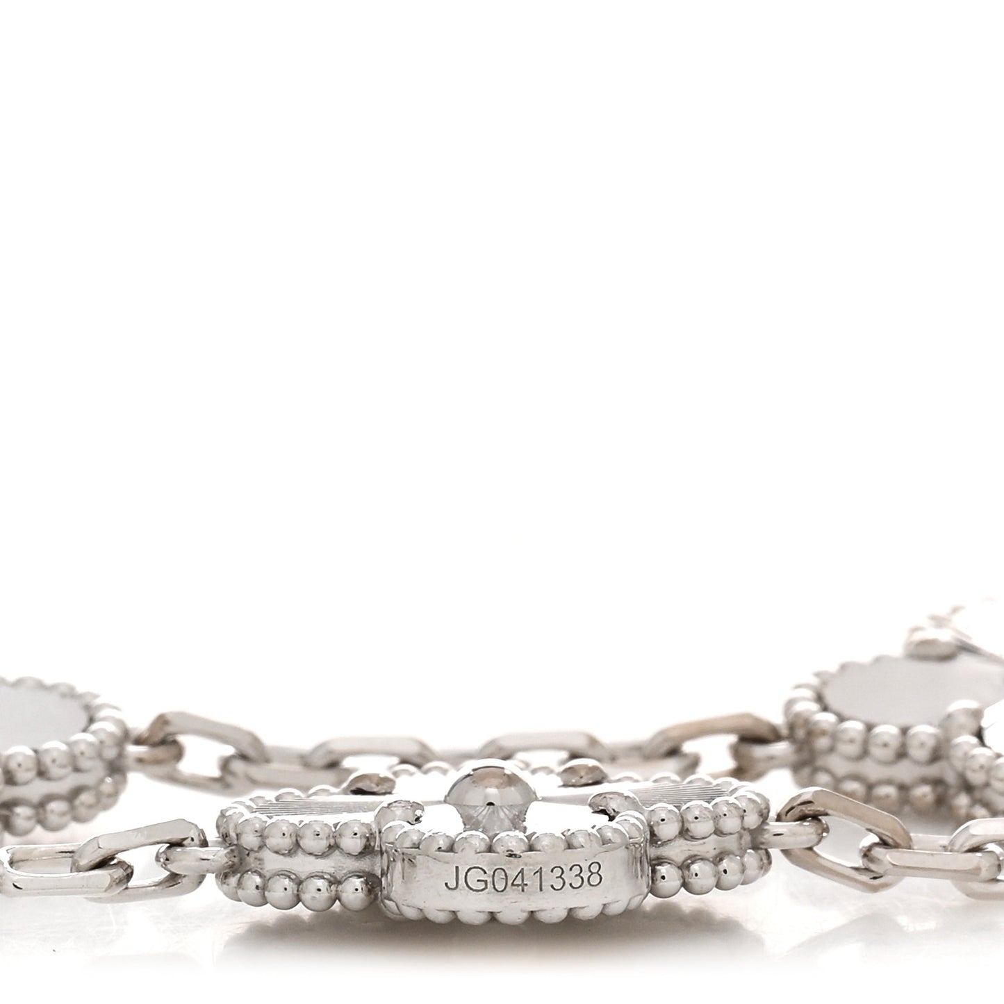 18K White Gold 5 Motifs Guilloche Vintage Alhambra Bracelet