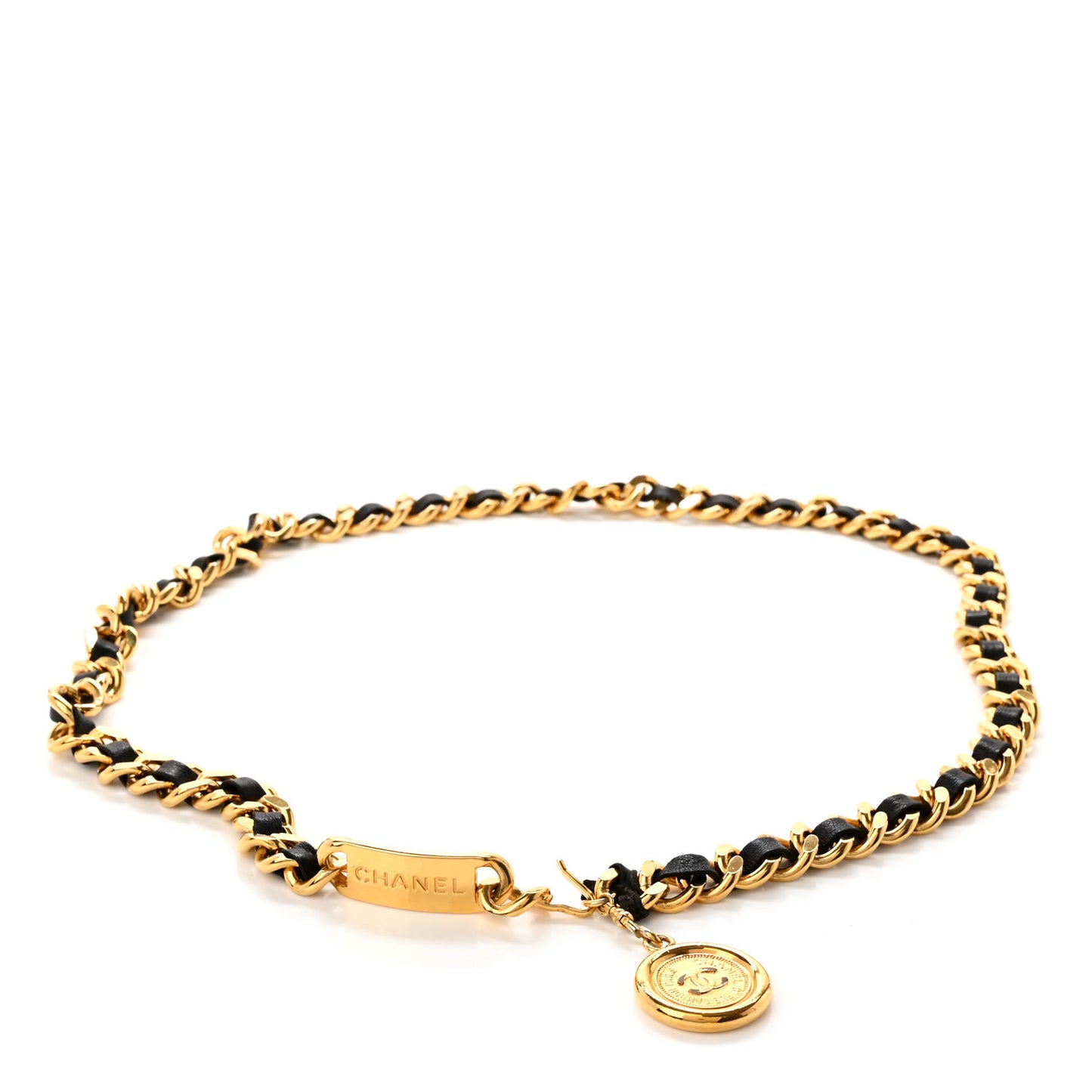 Lambskin Chain 31 Rue Cambon Medallion Belt Gold Black
