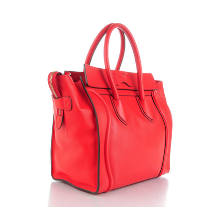Celine Drummed Calfskin Mini Luggage Coquelicot 3 of 7