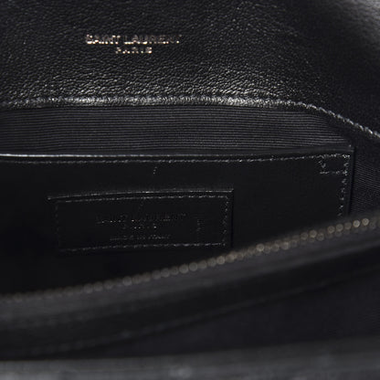 Saint Laurent Sheepskin Matelasse Chevron Monogram Medium College Bag Black 9 of 10