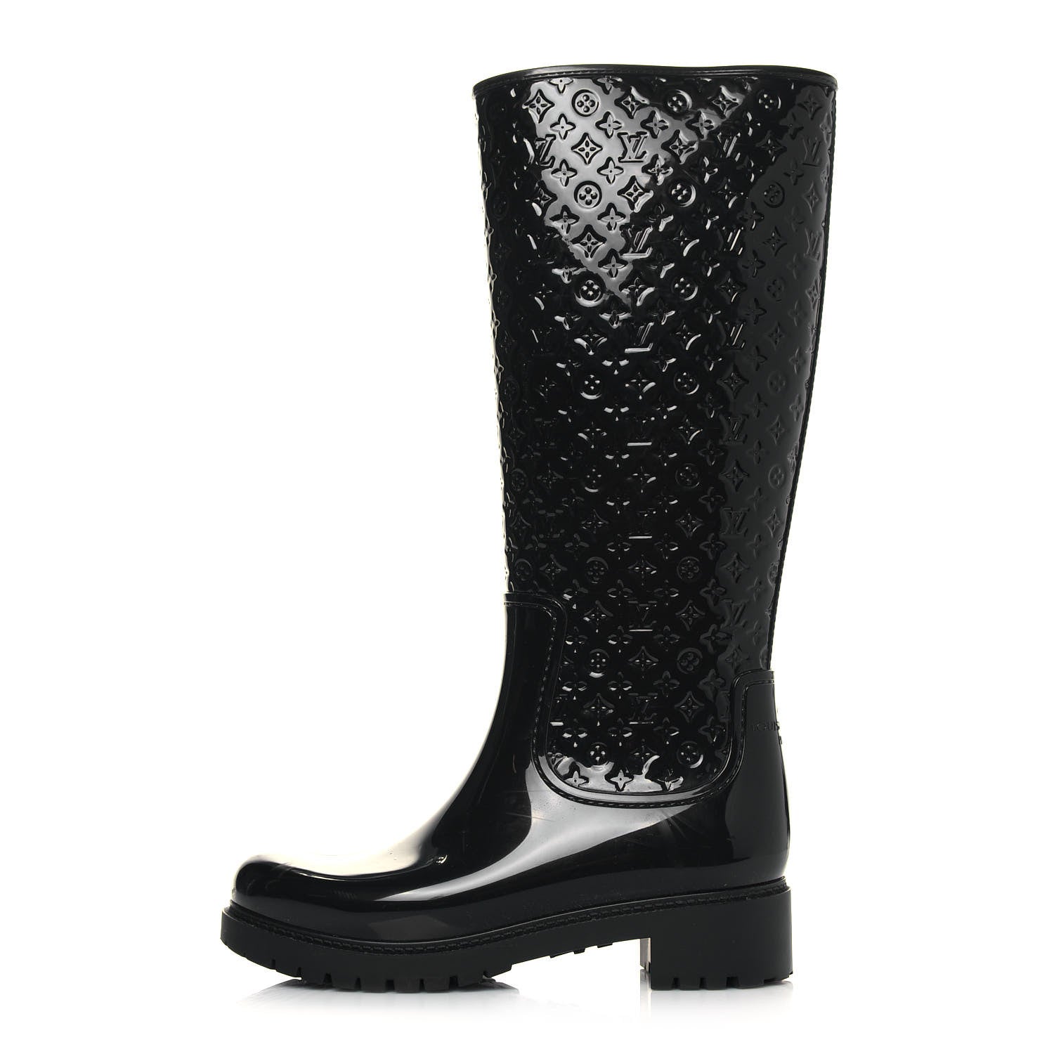 Louis Vuitton Rubber Embossed Monogram Splash Rain Boots 37 Black 1 of 6