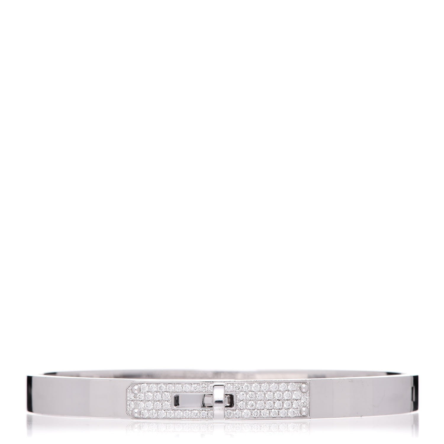 Hermes 18K White Gold Diamond PM Kelly Pave Bracelet SH 1 of 4