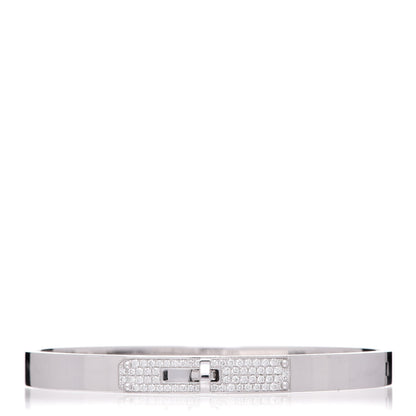 Hermes 18K White Gold Diamond PM Kelly Pave Bracelet SH 1 of 4
