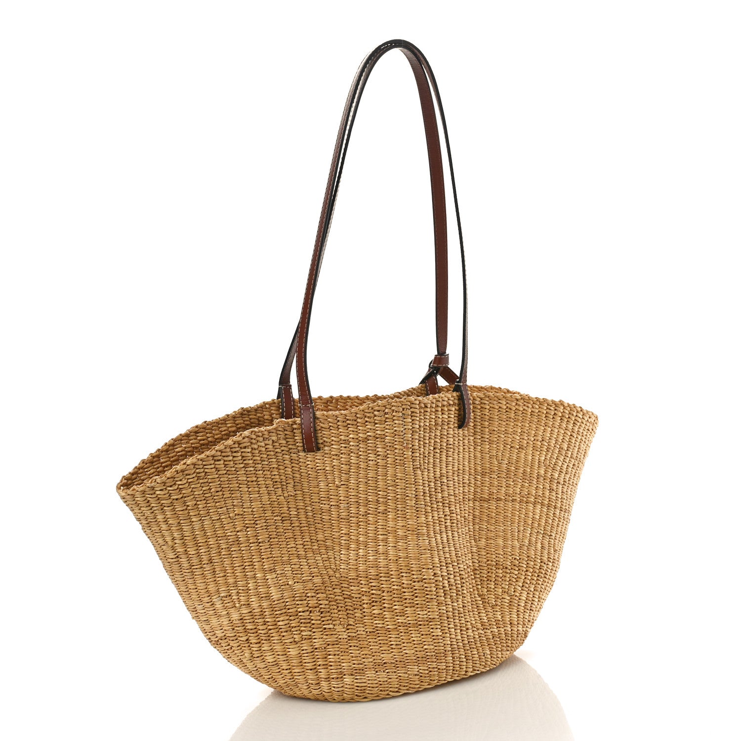 Loewe Calfskin Raffia Paulas Ibiza Small Basket Tote Bag Natural Tan 3 of 7