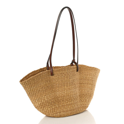 Loewe Calfskin Raffia Paulas Ibiza Small Basket Tote Bag Natural Tan 3 of 7