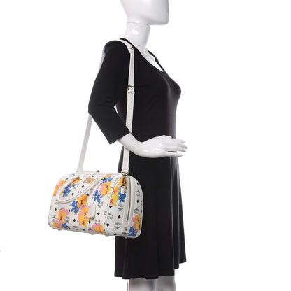 MCM Visetos Floral Print Boston Bag White 2 of 10
