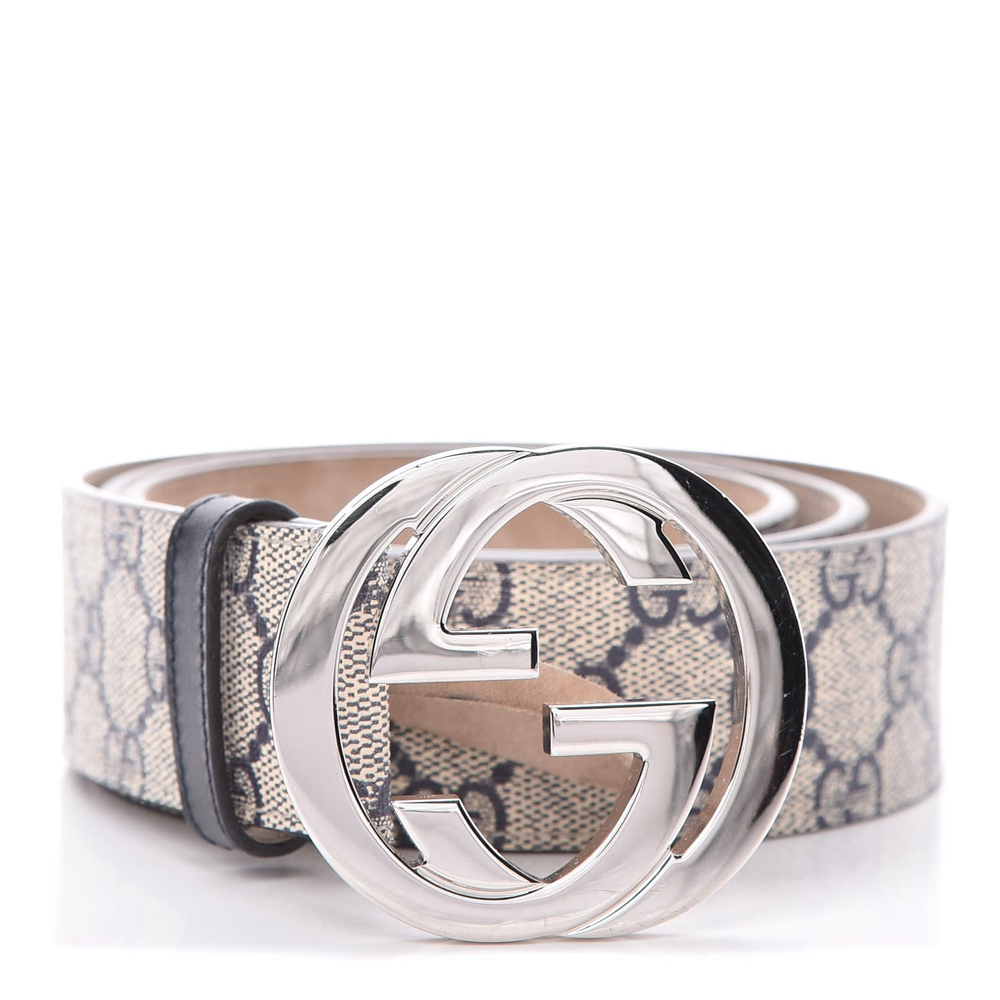 GG Supreme Monogram Selleria Calfskin Interlocking G 40mm Belt 95 38 Beige Ebony Blue