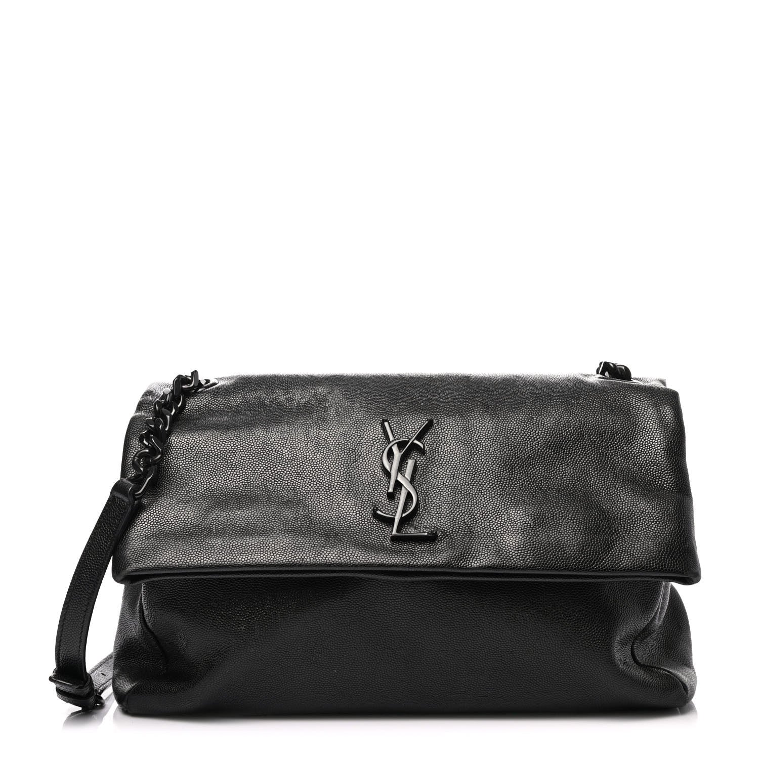 Saint Laurent Grain De Poudre Medium West Hollywood Monogram Fold-Over Black 1 of 4