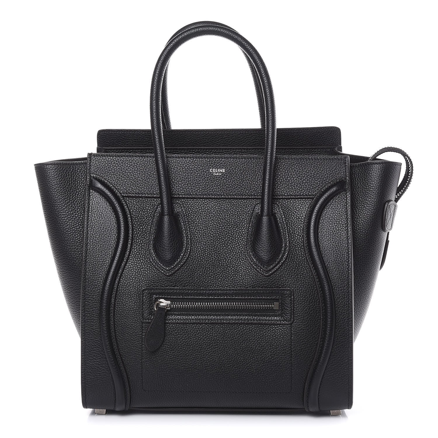 Celine Drummed Calfskin Micro Luggage Black 1 of 10