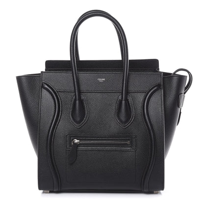 Celine Drummed Calfskin Micro Luggage Black 1 of 10