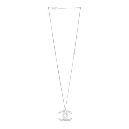 Chanel Baguette Crystal Large CC Necklace Silver 3 of 5