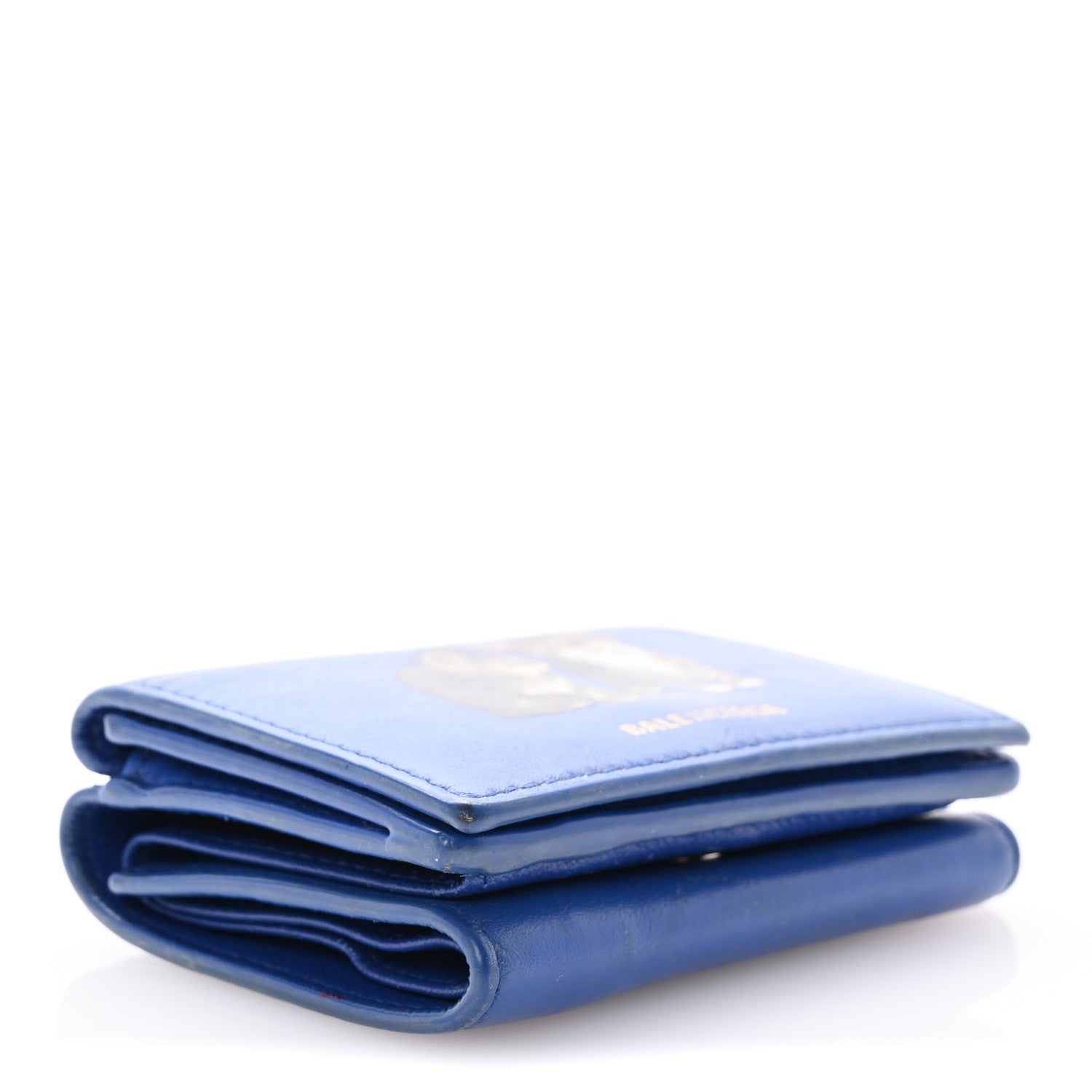 Balenciaga Calfskin Kittens Logo Wallet Electric Blue White 4 of 12