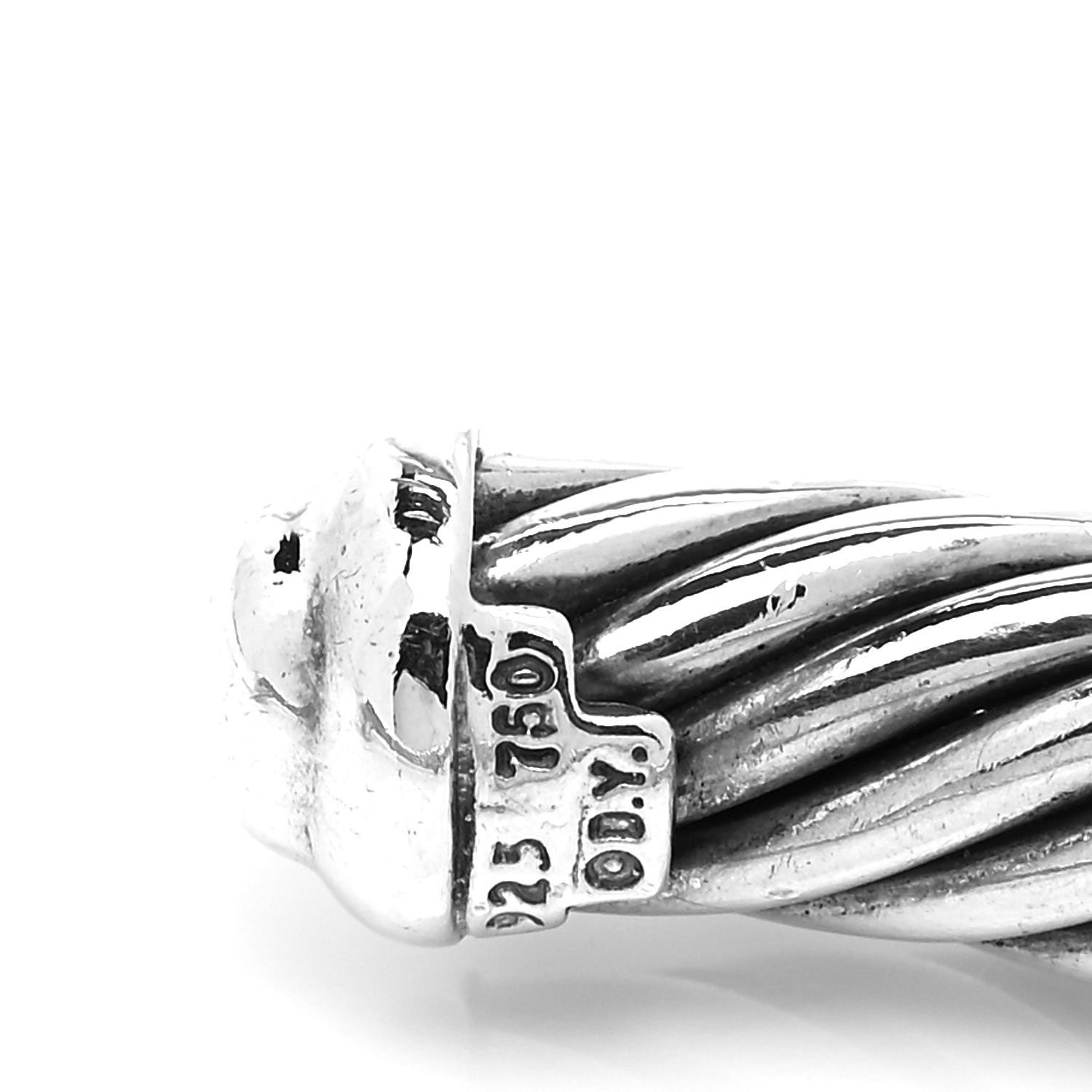 David Yurman Sterling Silver 18K Yellow Gold Diamond 7mm Cable Classics Station Bracelet 4 of 4