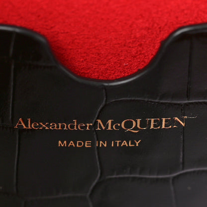 Alexander McQueen Calfskin Crocodile Embossed Skull Medium Shoulder Bag Black 6 of 8