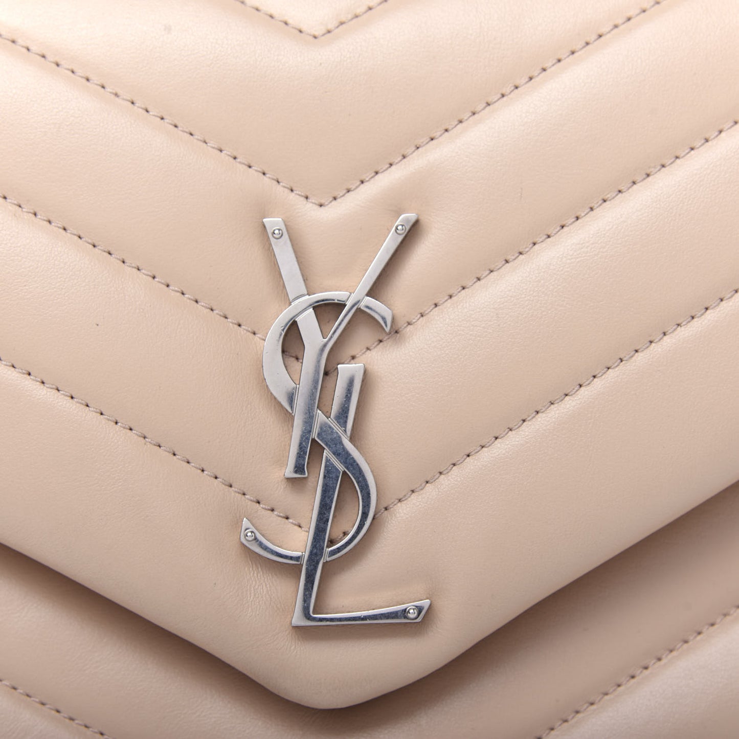 Calfskin Y Quilted Monogram Medium Loulou Chain Satchel Nude Powder