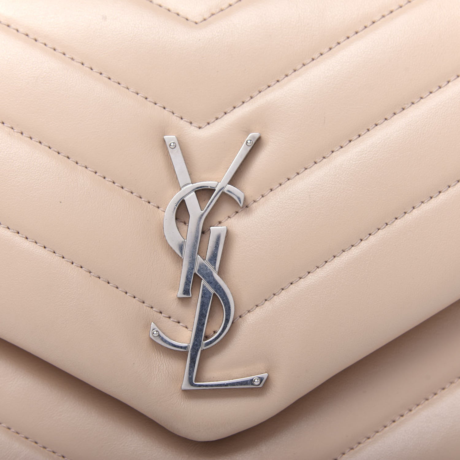 Saint Laurent Calfskin Y Quilted Monogram Medium Loulou Chain Satchel Nude Powder 11 of 12