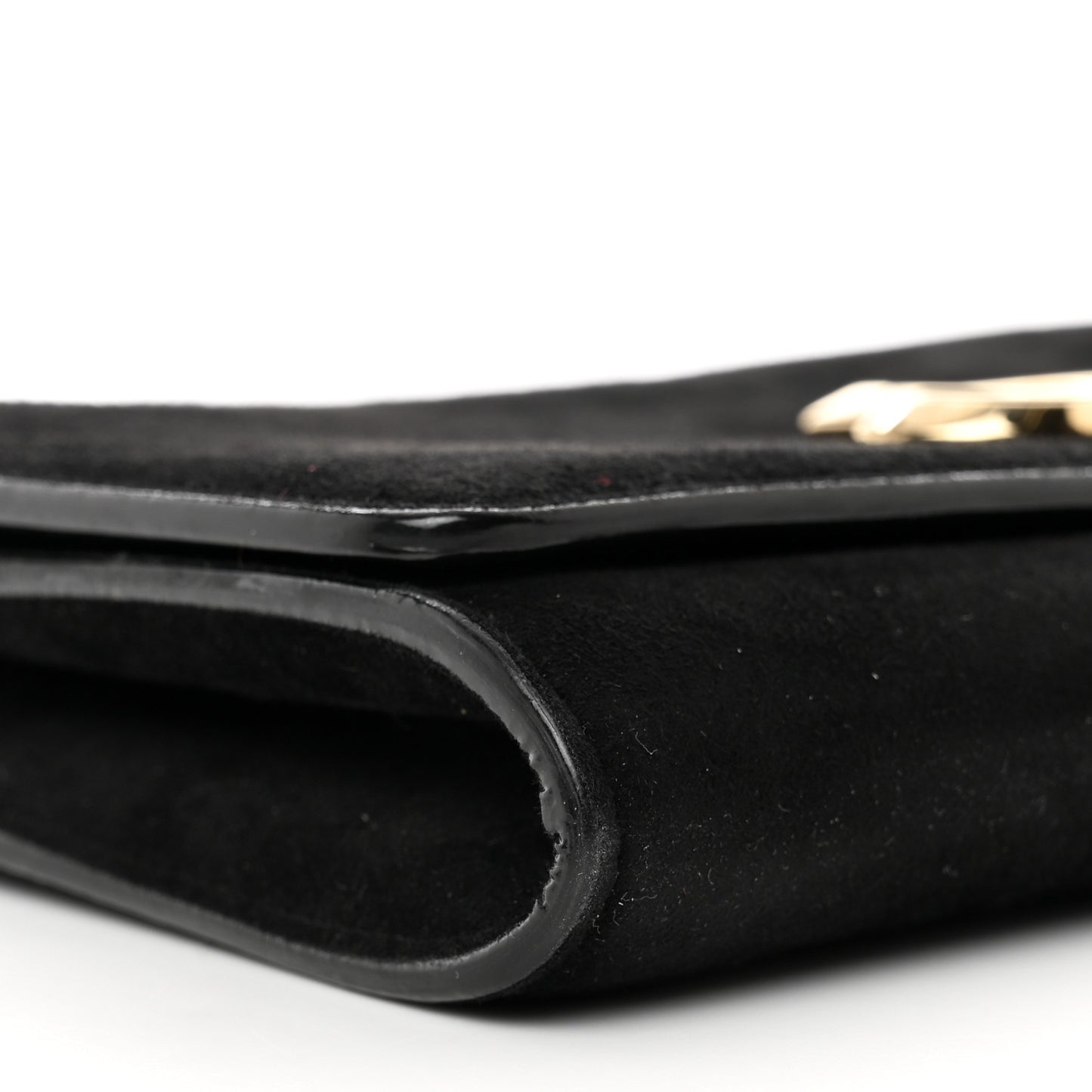 Suede Varenne Chain Clutch Black