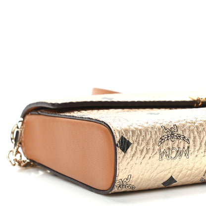 MCM Metallic Visetos Medium Millie Crossbody Bag Berlin Gold 9 of 10