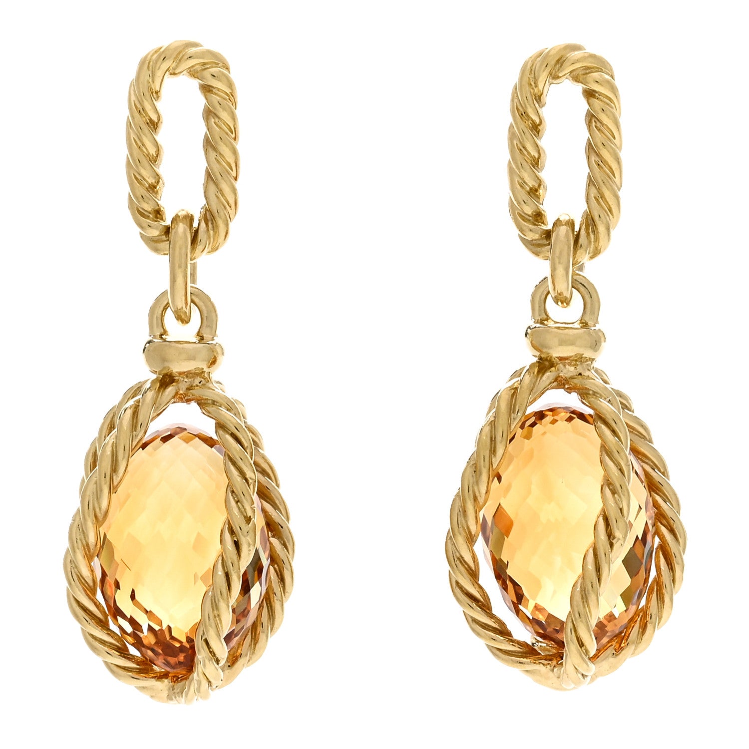 David Yurman 18K Yellow Gold Citrine Lantana Drop Earrings 1 of 4