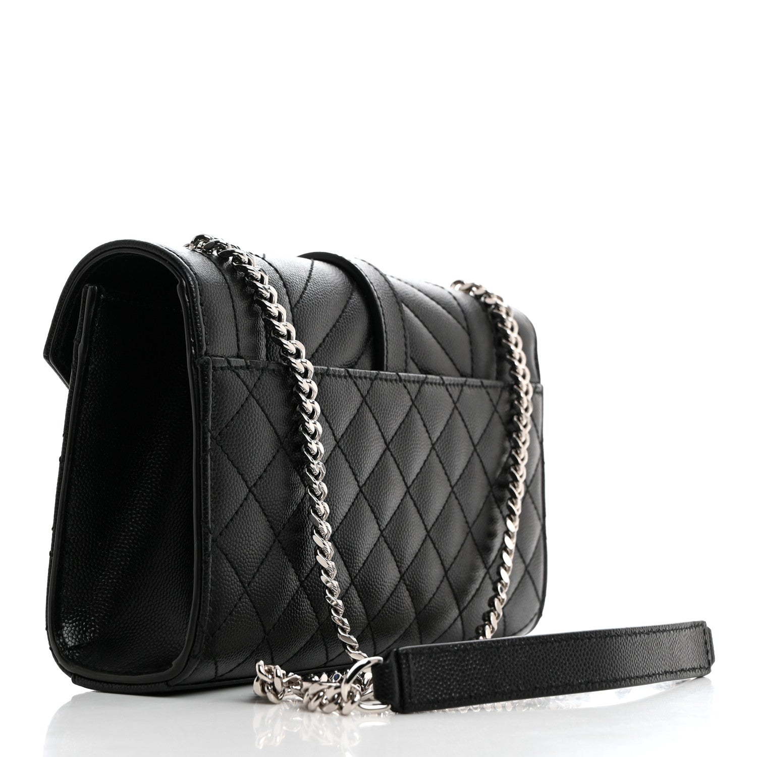 Saint Laurent Grain De Poudre Textured Mixed Matelasse Triquilt Small Monogram Satchel Black 3 of 11