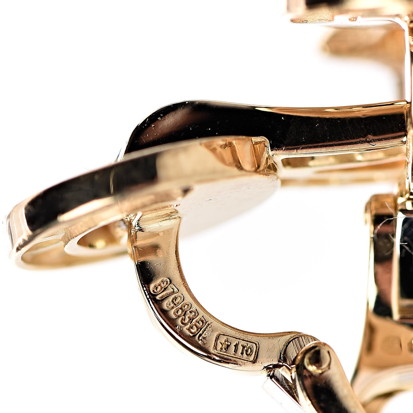 18K Yellow Gold Diamond Agrafe Earrings
