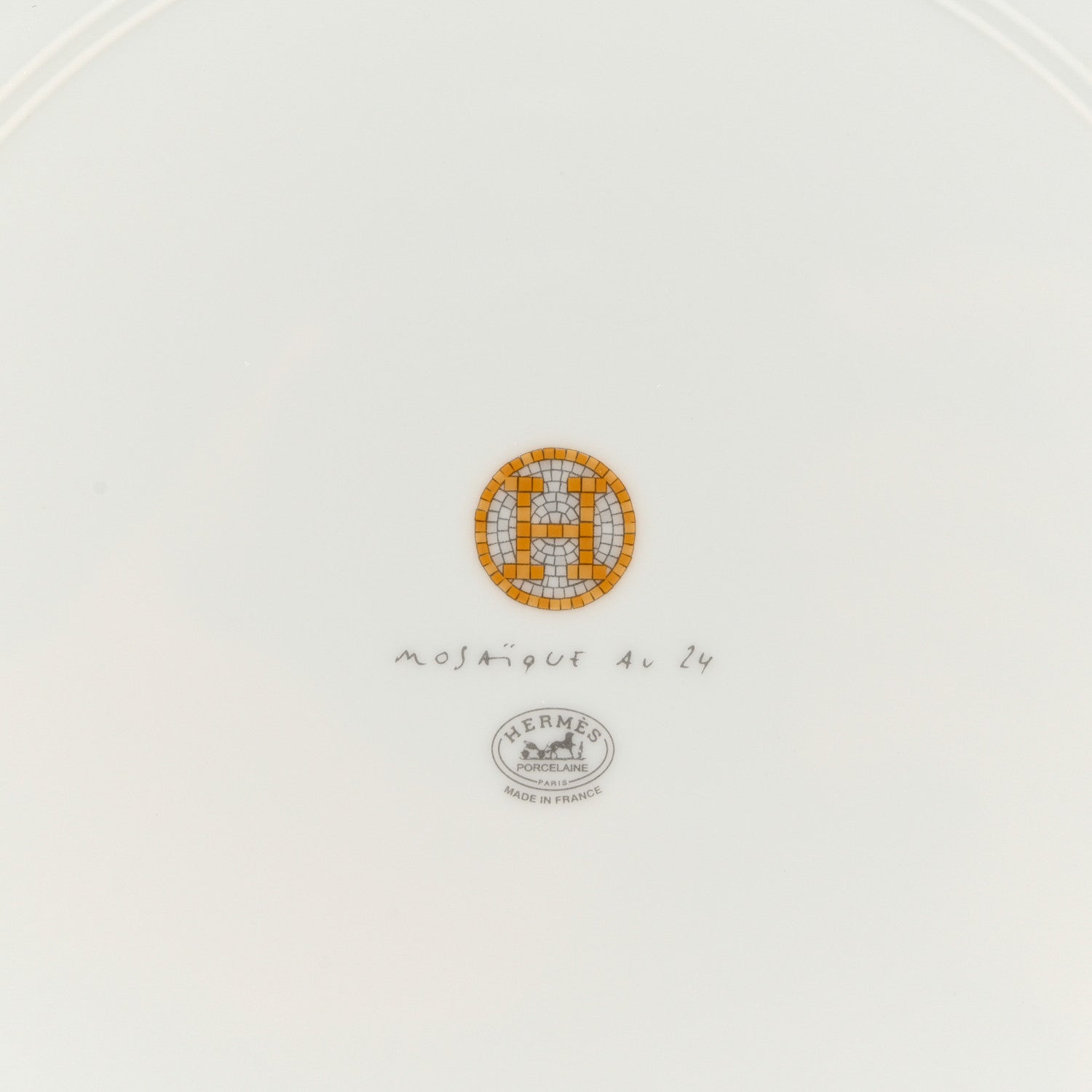 Hermes Porcelain Mosaique Au 24 Platine Presentation Plate Set of 2 3 of 7